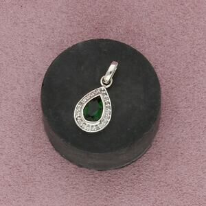 sterling silver chrome dopside & cz halo pendant